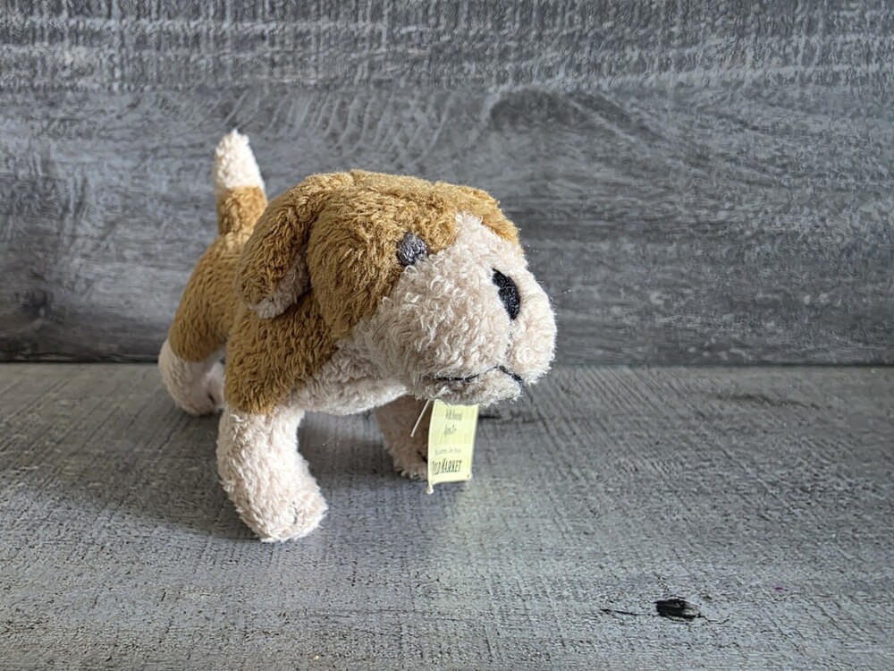 Vintage Mini Beagle Plush 4" Tiny Puppy Dog World Market Toys Tan G34